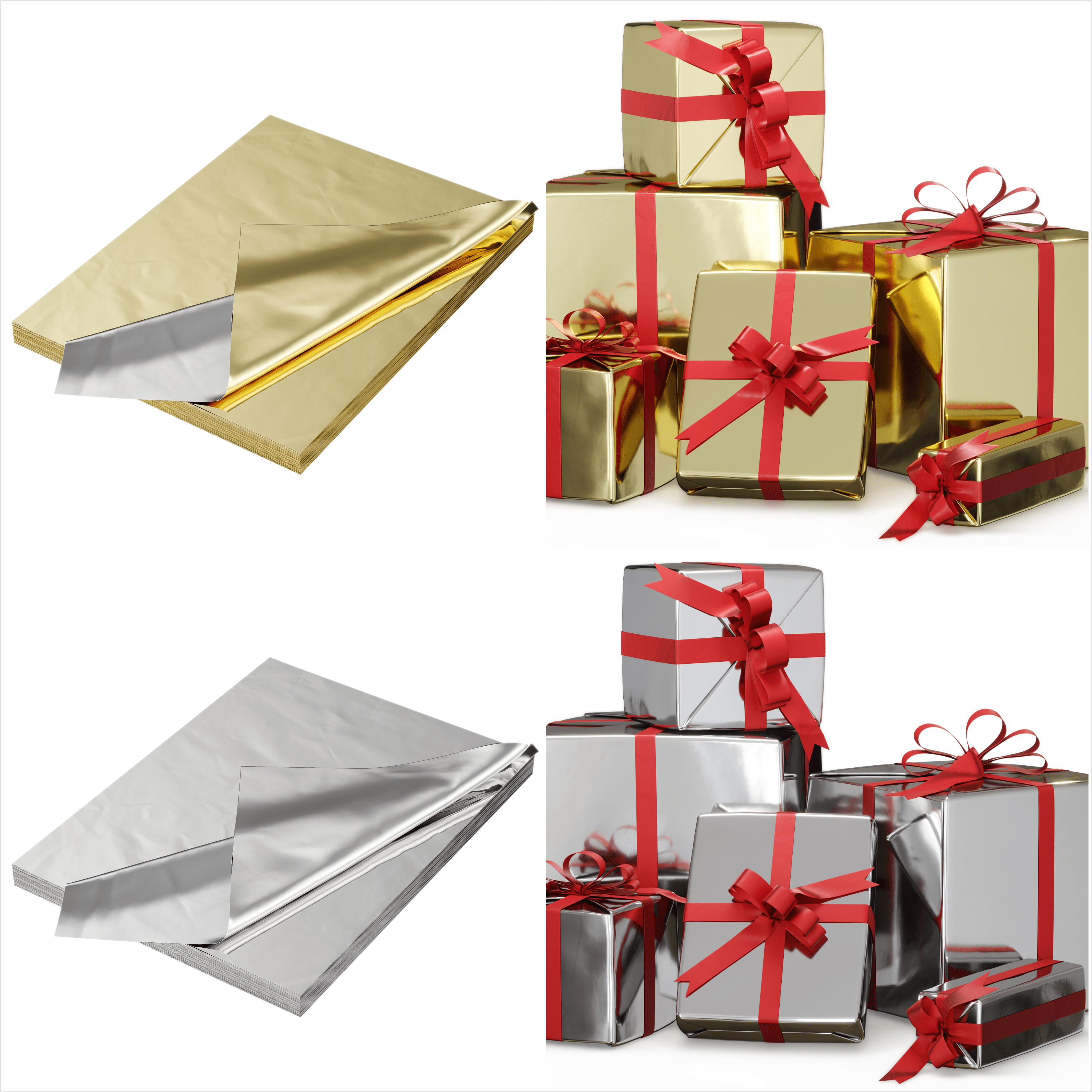100 Ct Mylar Foil Sheets For Gift Wrapping Gift Basket Filler - 20 x 30 in  by Crown Display - Gold