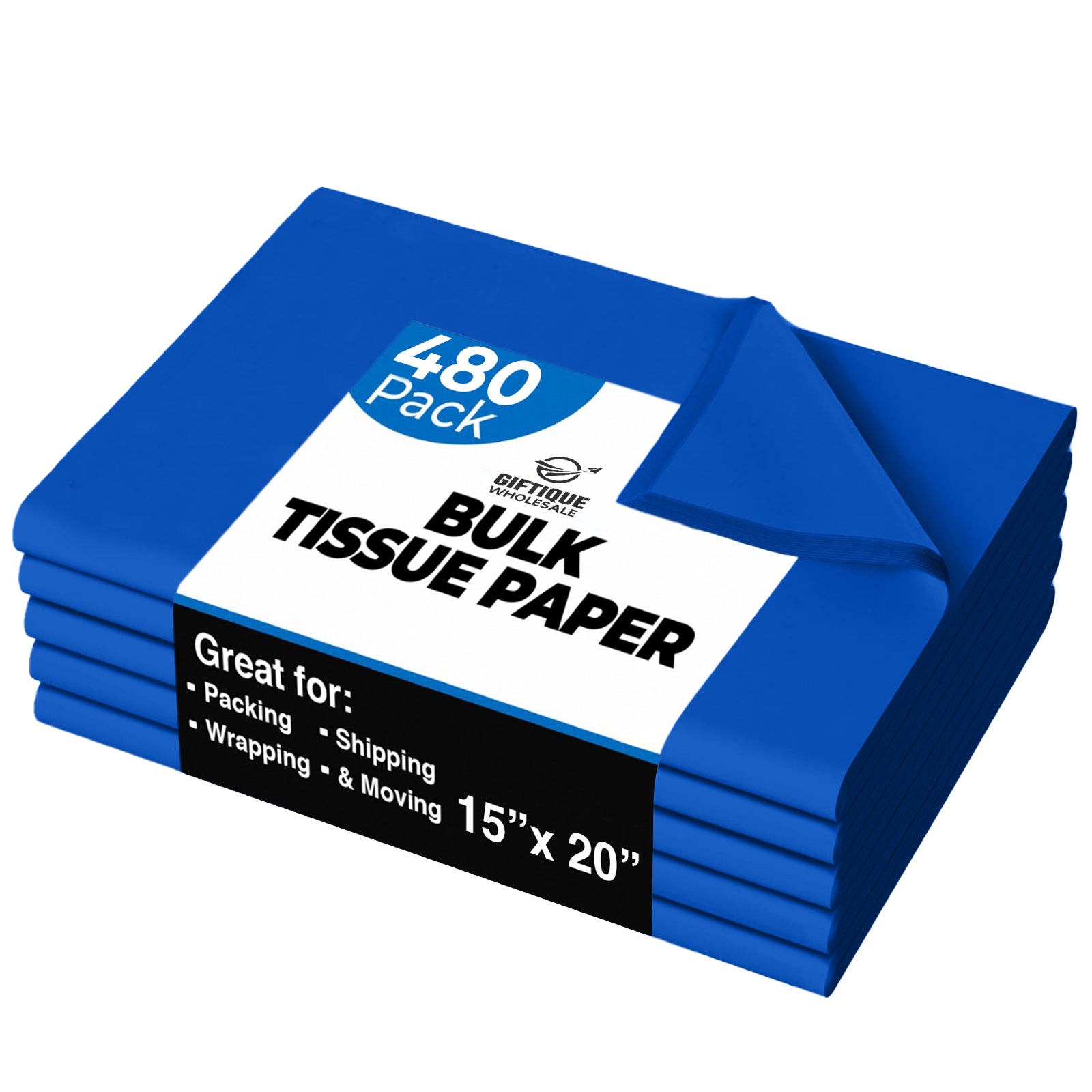Dark Blue Tissue Paper in Bulk 15x20 inch 480 Sheets