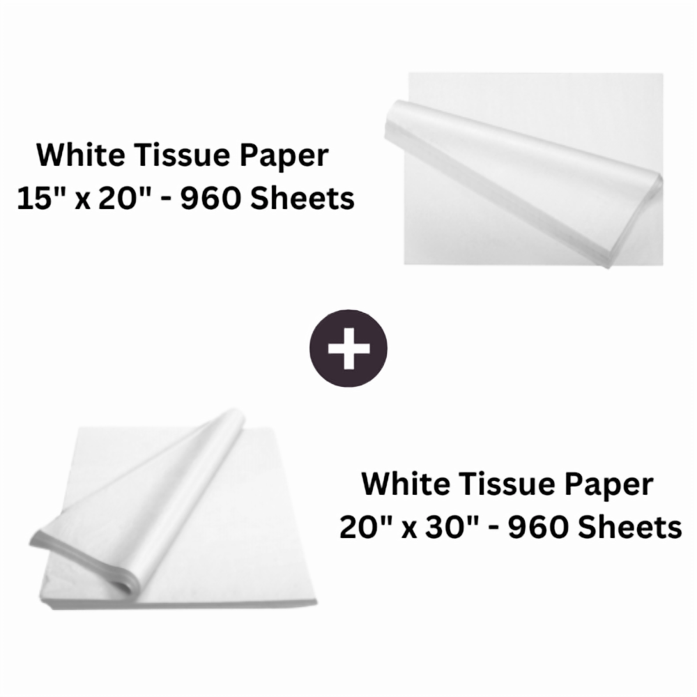 Bags & Bows Tissue Paper, 20 x 30, White, 480 Sheets/Ream