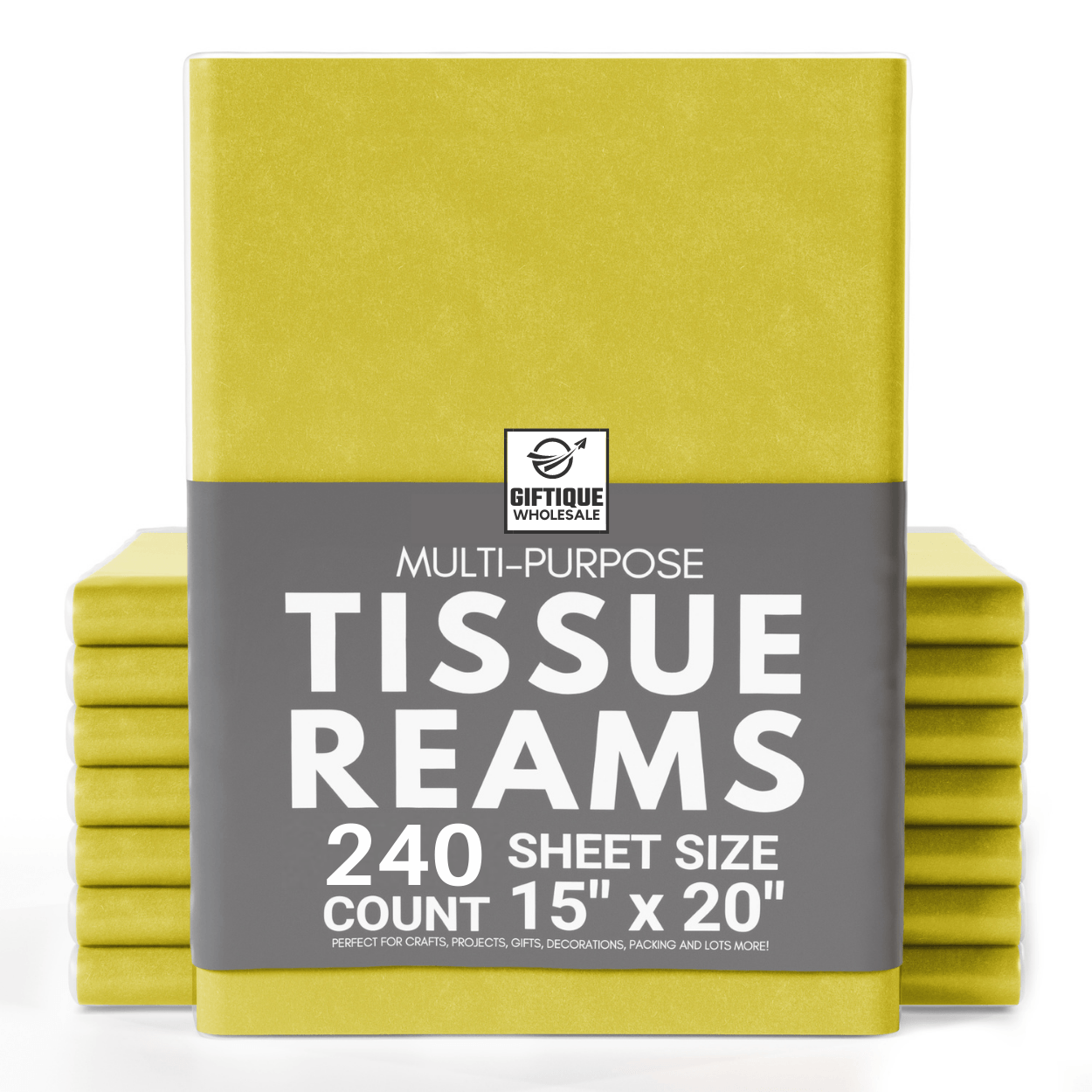 Premium Yellow Tissue Paper 15x20 inch Pack of 240 Sheets