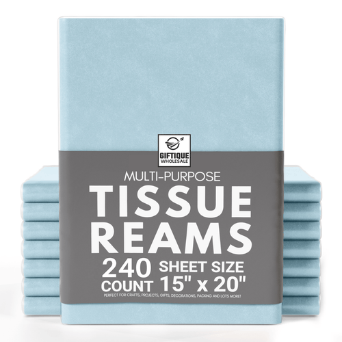 Baby Blue Tissue Paper - 15x20 - 240 Sheets - Giftique Wholesale