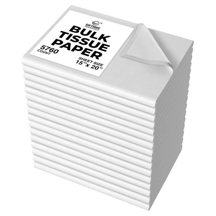 Case of White Tissue Paper - 15x20 - Giftique Wholesale