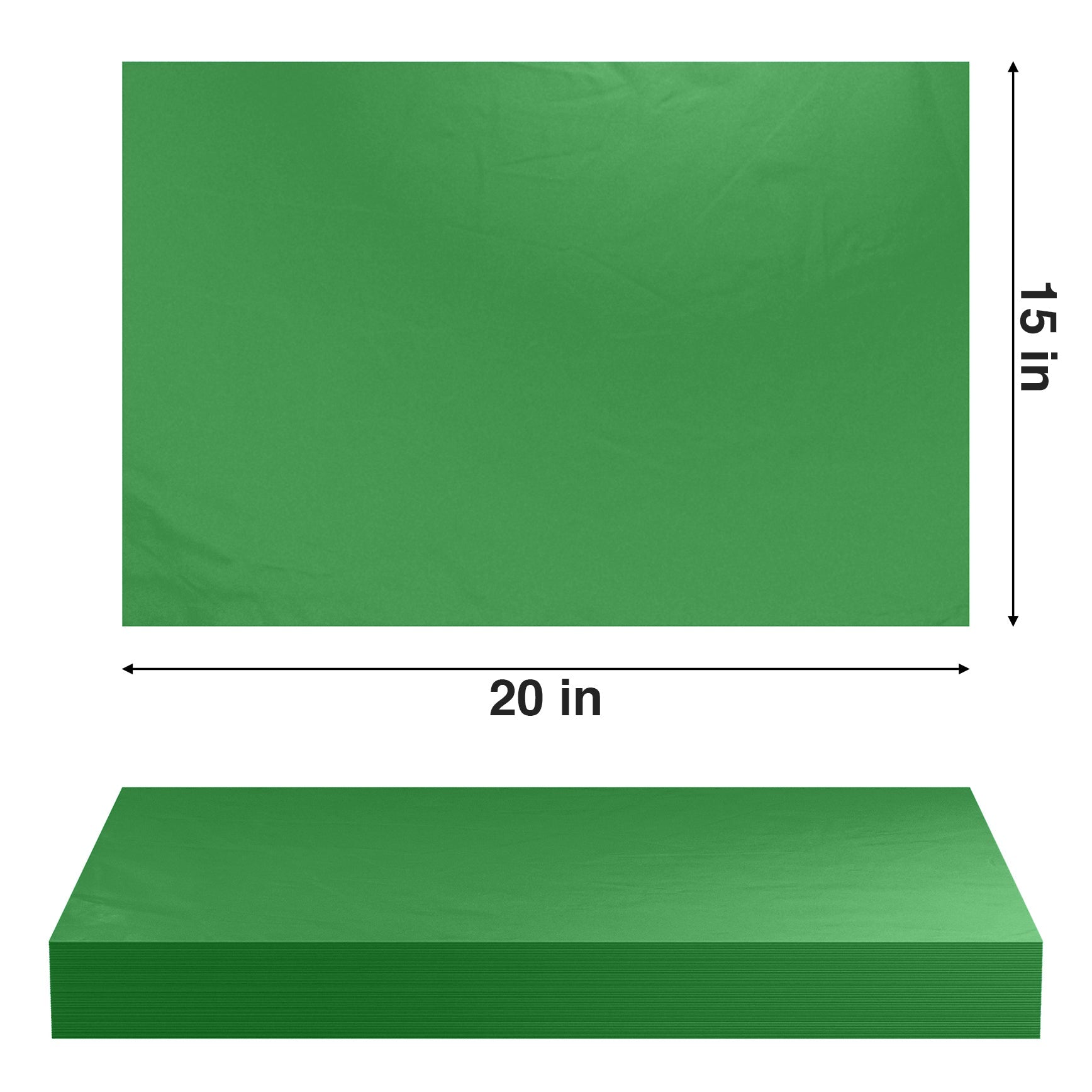 Festive Green Color Tissue Paper, 15x20, Bulk 480 Sheet Pack