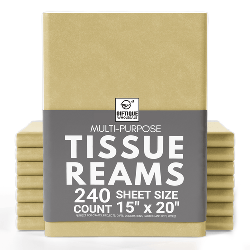 Gold Tissue Paper - 15x20 - 240 Sheets - Giftique Wholesale