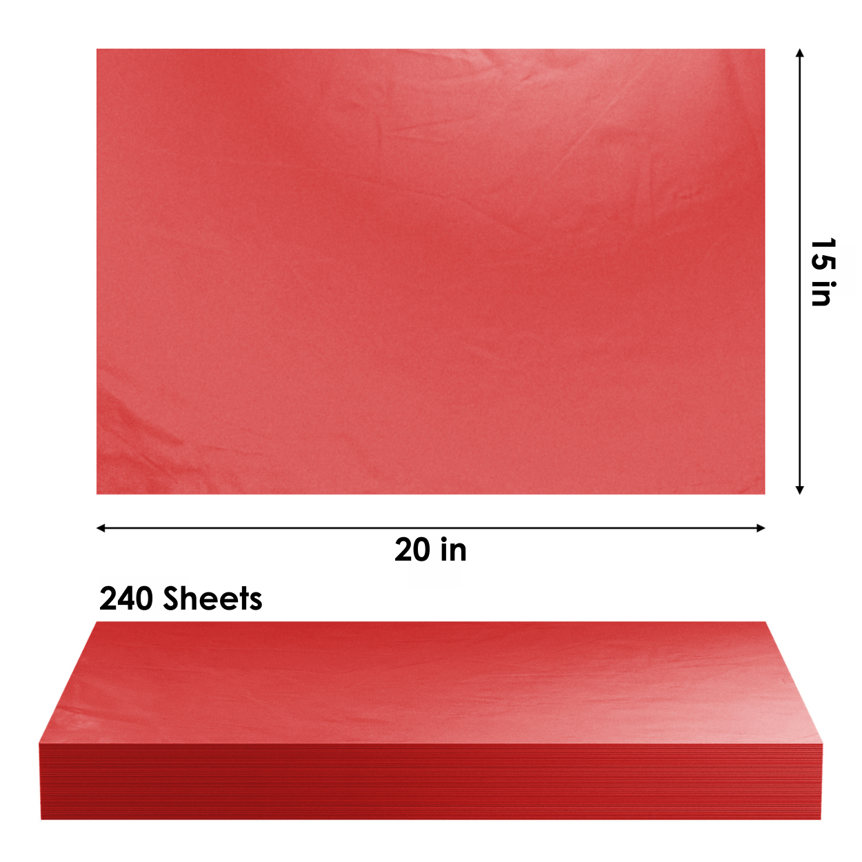 Red Sheetsd Paper Premium Red Tissue Paper | 15x20 Inch | 240 Sheets | Free Shipping