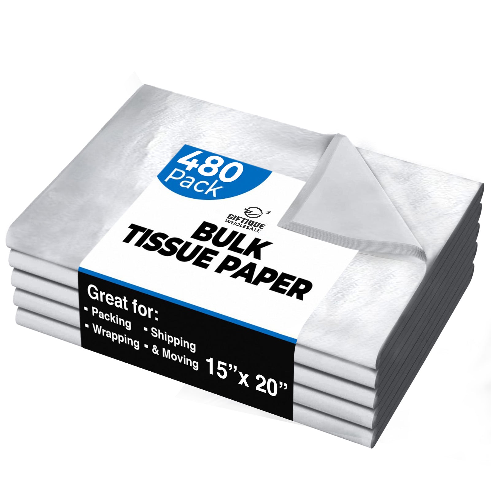 Silver Tissue Paper in Bulk 15x20 inch 480 Sheets