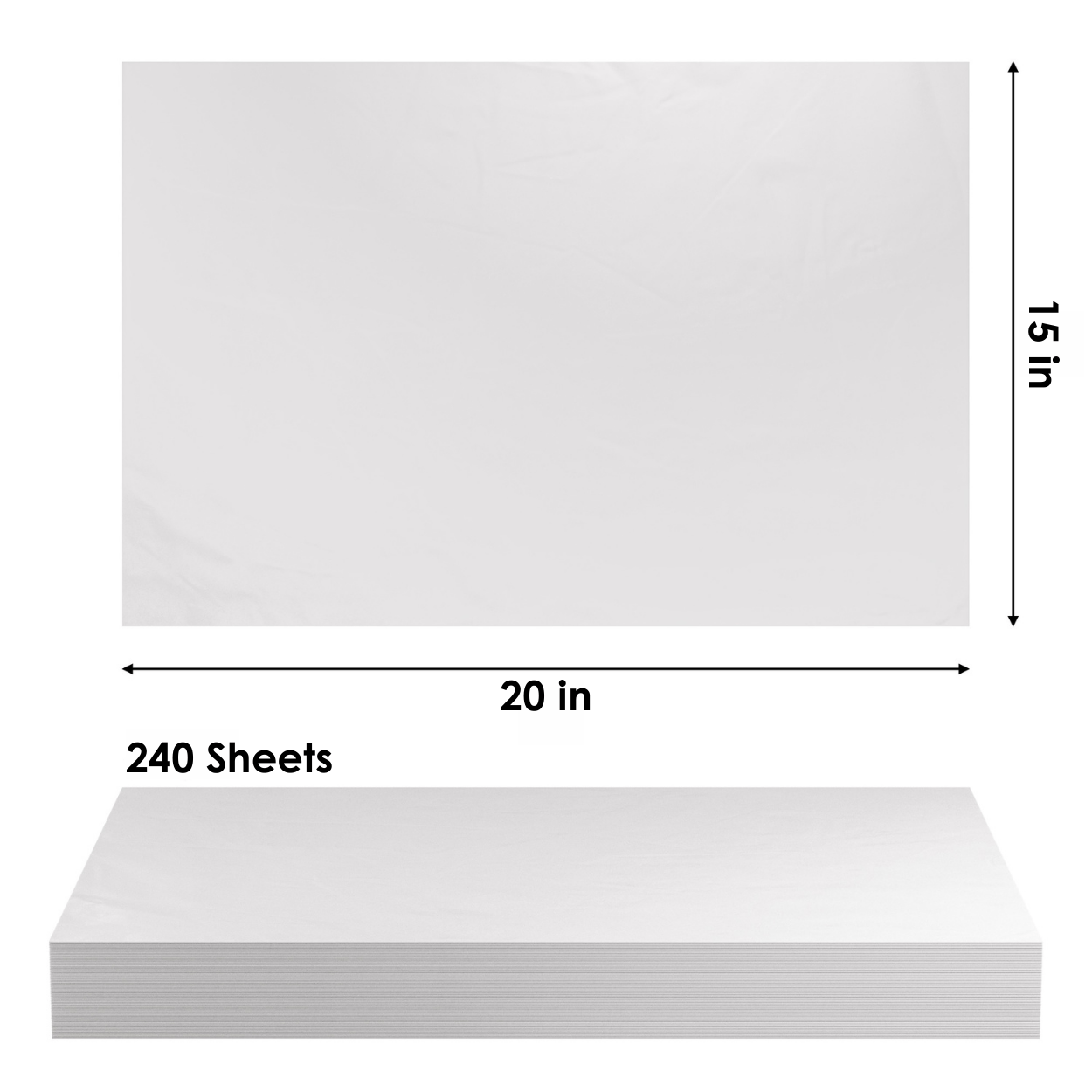 20 Paper High-Quality White Tissue Paper | 15x20 inch | 240 Sheets
