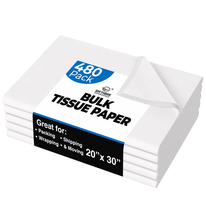 White Premium Tissue Paper, 20x30, Bulk 480 Sheet Pack